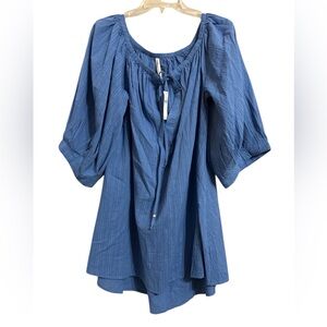 Anthropologie Light Blue Puffed Sleeve Peasant Style Dress NWT Size Small